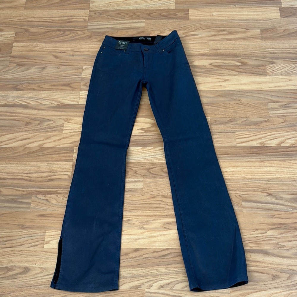 Blue Flare Wide Leg Jeans slits on the sides
